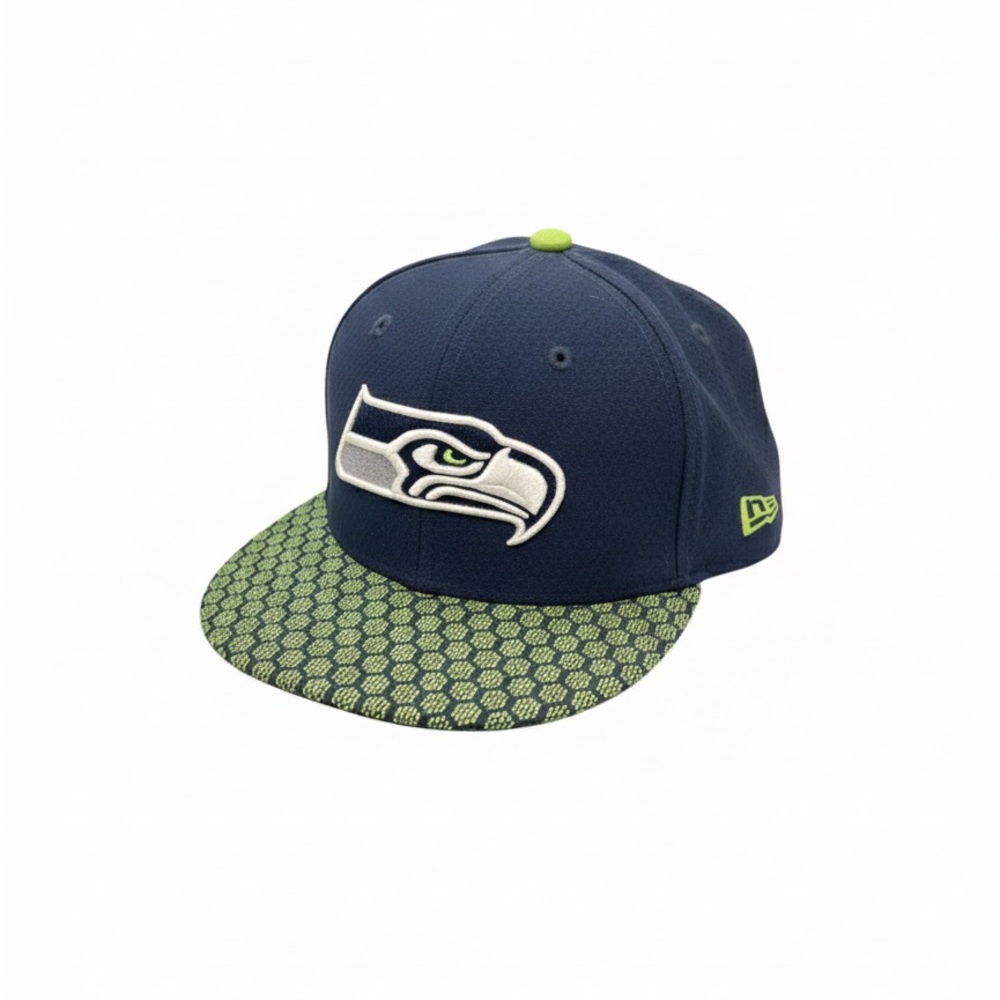 New Era Navy and Lime Seahawks Cap
